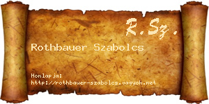 Rothbauer Szabolcs névjegykártya